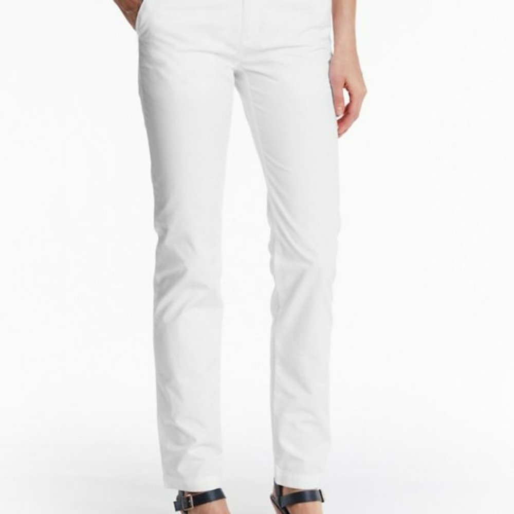 NWT Garnet Hill White Cotton Straight Leg Saltwash Chino Pants 16